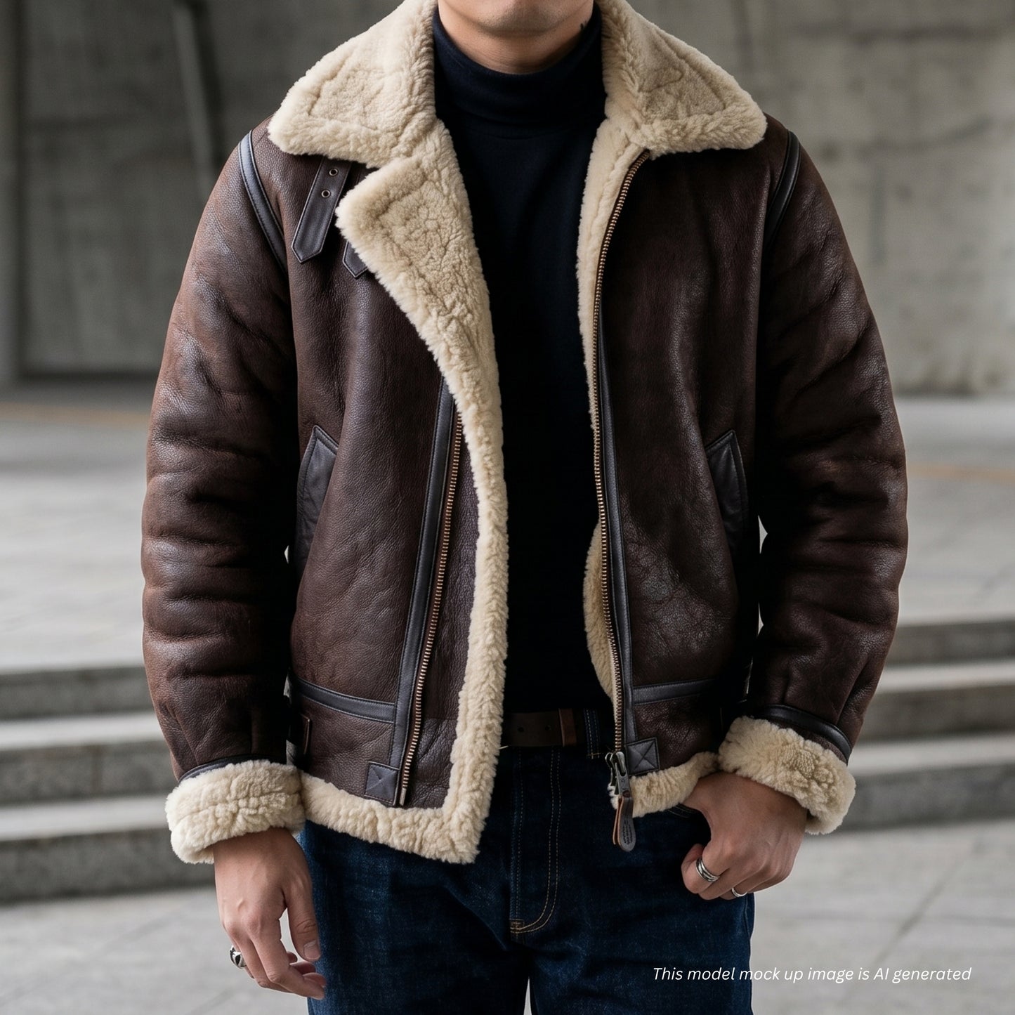 B-3 Sherpa Leather Bomber Jacket