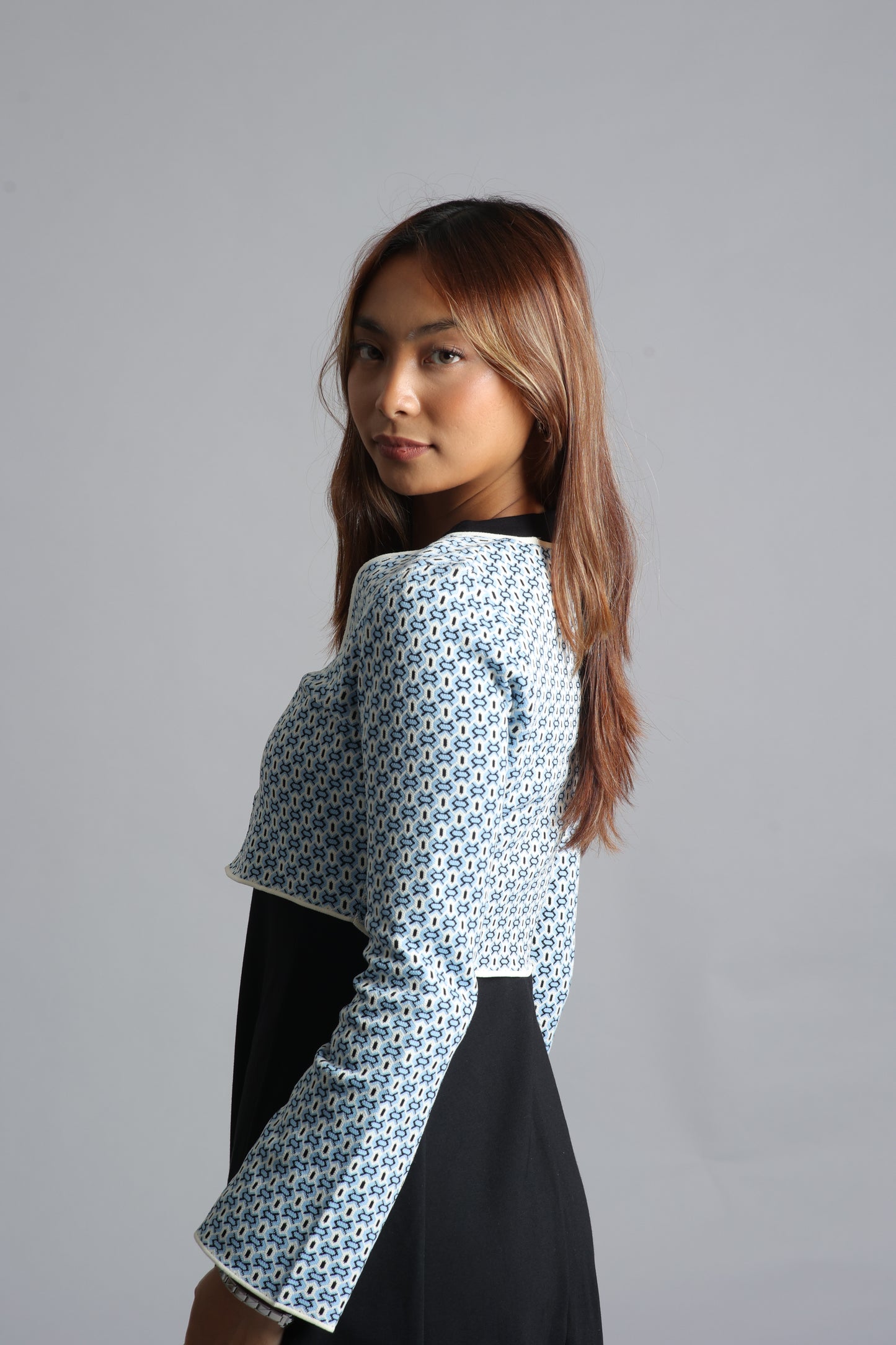 Zara Patterned Cropped Cardigan