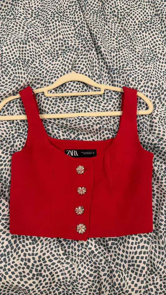 Zara Red Sleeveless Top